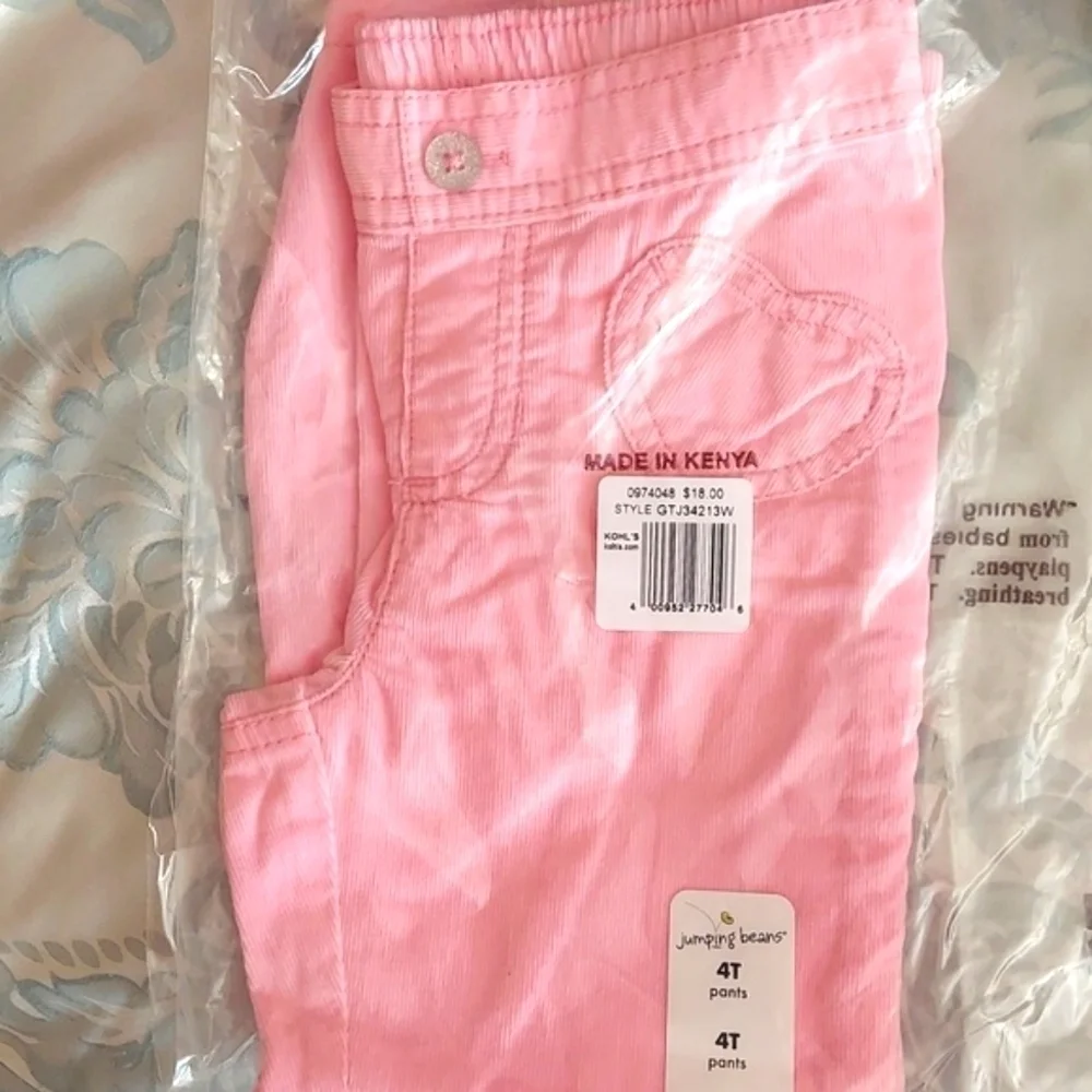 Jumping Beans Girl Pink Pull on Pants with Heart Pockets - size 4T